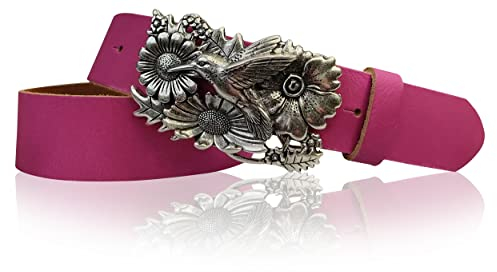 FRONHOFER Damen Ledergürtel 4 cm Kolibri Gürtelschnalle silber, echt Leder, 18171