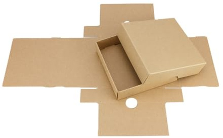 Faltschachtel, quadratisch 105 x 105 mm, Füllhöhe 25 mm, mit Deckel, Kraftpapier, Kraftkarton, Geschenkschachtel, Fotoschachteln - 10er Pack