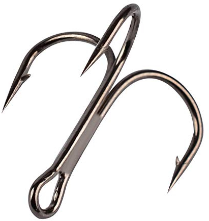 100 Stück Drillinge Angelhaken Starkes, Schwarz, Größe 12-3/0, Dreibettzimmer Stacheldraht Angelhaken (1/0#)