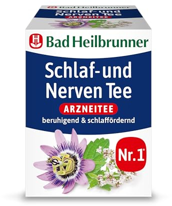 Bad Heilbrunner Schlaf- & Nerven Tee - Arzneitee im Filterbeutel - Melisse, Lavendel & Hopfen - beruhigt bei Nervosität & Einschlafstörung - für überreizte Nervenbündel (12 x 8 Filterbeutel)