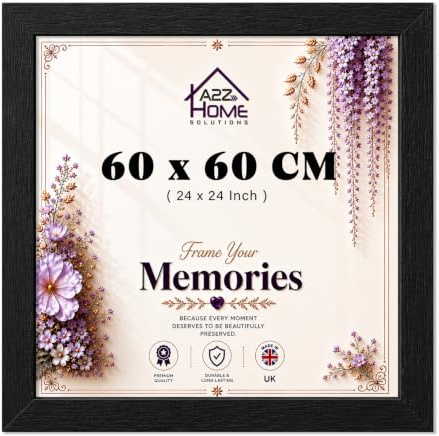 A2Z Home Solutions® Square Picture Frames 60x60 cm Photo Frame For Wall Hanging Photos Canvas Pictures Home Office Décor - Black