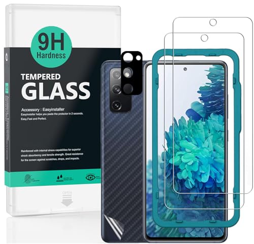 Ibywind Schutzfolie für SamSung Galaxy S20 FE,2 Stück 9H Panzer-Glas,mit Metall-Kameraschutz,einfache Installation,unterstützt Fingerabdrucksensor,anti-kratzer,blasenfreiheit,Bruchsicher,Öl resistent