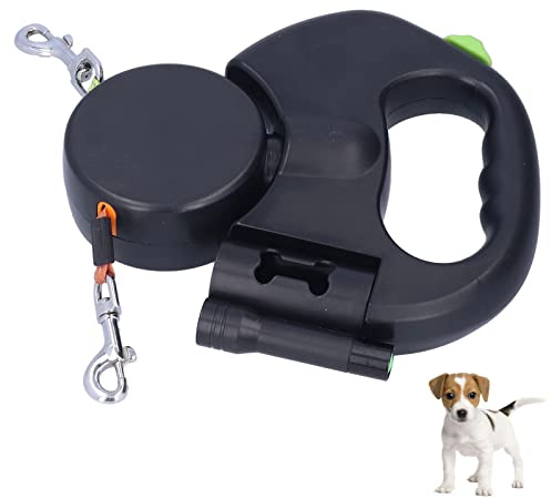 Laisse Rétractable pour Chien, Nylon 1 Tow 2 Laisse Rétractable Double pour Chien Avec Lampe Poche, Laisse pour Animaux de Compagnie Sans Enchevêtrement de 9,8 Pieds à 360 °pour Chiens Jusqu'à 55 Lb