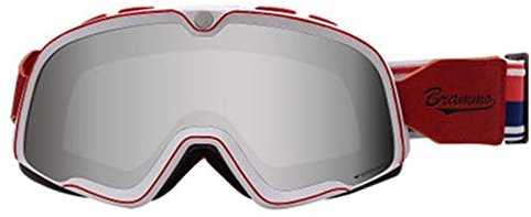 Motorradbrille Vintage Motocross Classic Goggles Pilot Roller Helm Retro Gläser Eyewear Motocross Brille (Color : White Silver)