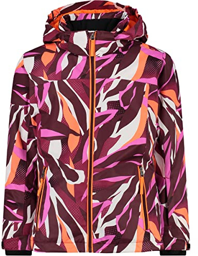CMP - Giacca da Sci in Twill da Bambini con Cappuccio Removibile, Sangria-Flamingo Fluo, 164