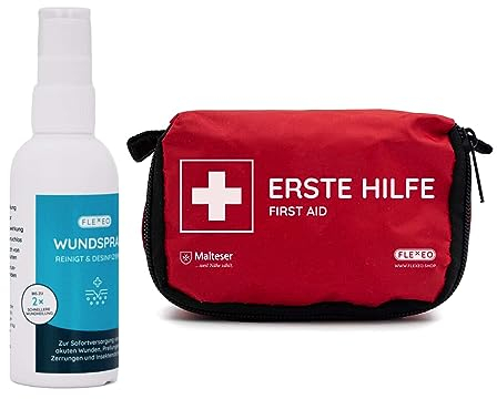 Mini Erste Hilfe Set und Wundspray, 75 ml - Outdoor, Fahrrad, wandern, Reise, Klein, First Aid Kit, Unterwegs, Kinder, Klein