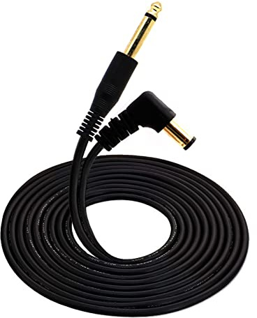 Disscool Tattoo-Clip-Schnur, vergoldetes Kabel, 6,35 mm bis 5,5 x 2,1 mm, 90 Grad OD 2,2 Stecker, Silikonkabel für Tattoo-Stift, rotierende Tattoo-Maschine (schwarz/1,8 m)