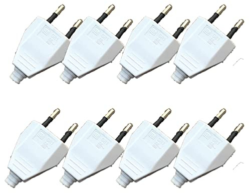 GERUI Eurostecker Flach, 8 Stücke Euro Flachstecker | Stromstecker Flach (220V, 2.5A), Euro Stecker Flach Schraubanschluss Lose - weiß