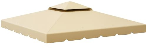 Outsunny Tetto di Ricambio per Gazebo 3x3 m a 2 Livelli da Giardino Beige | Telo Copertura Gazebo 3x4, Resistente all'Acqua, Poliestere 170g/㎡, 8 Fori Drenaggio, Solo Copertura
