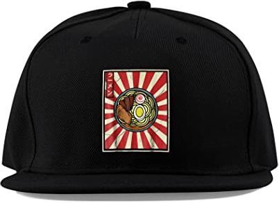 Ramen Japon Relevant Drapeau Rétro Poster Style Coton Visière Plate Fullcap Baseball Casquette Trucker Chapeau Unisexe Sport Respirant, Noir , taille unique