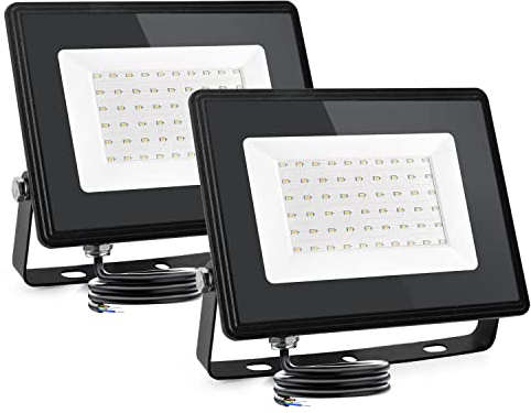 Aigostar Foco Led Exterior 50w 4500 lúmen,Impermeable IP65,Proyector LED Blanco Natural 4000 K para Jardín,Patio,Garaje,Parque 2 piezas