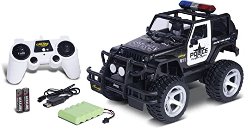 Carson 500404267 1:12 Jeep Wrangler Police 2.4G 100% RTR - Ferngesteuertes Auto, RC Fahrzeug, inkl. Batterien und Fernsteuerung,Ferngesteuertes Auto für Kinder, RC Auto