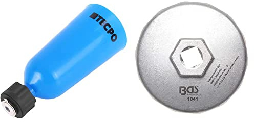 TECPO 300566 Öl-Einfülltrichter mit Bajonettadapter Motoröl Trichter Adapter & BGS 1041 | Ölfilterschlüssel | 14-kant | Ø 74 mm | für Audi, BMW, Mercedes-Benz, Opel, VW