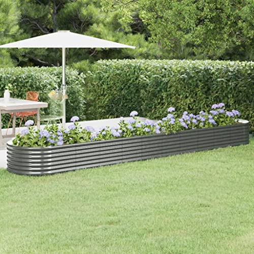 puraday Hochbeete Für Garten 440x80x36 cm Blumenkasten Pflanzkasten Terrasse Pflanzkübel Gemüsebeet Kräuterspirale XXL Hochbeet Metall Hochbeet Stahl Hochbeet Groß XXL Gartenbeet Grau