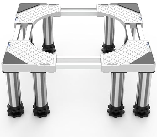 SEISSO Mini Fridge Stand Height 7-8.6 Large Adjustable Washing Machine Stand (Stainless Steel Dual-Tube) with 8 Stainless Steel Feet, Load Capacity 992LB. Fridge Stand, Washer and Dryer Pedestals for Home Appliance Width 18.8-25.5