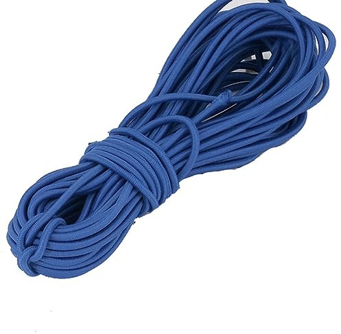 Yurosiay Cordón de goma, 10 m × 2,5 mm, cordón elástico multicolor, redondo, cordón elástico para coser, hilo elástico para ropa, hogar, manualidades, columpios, cordones azul real