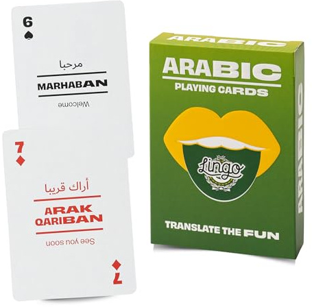 Lingo Arabic Playing Cards | Arabic Heritage & Language Learning Flashcards for Adults | 52 Phrases with Pronunciation | Fun Gift for Arab Families & Middle East Travelers