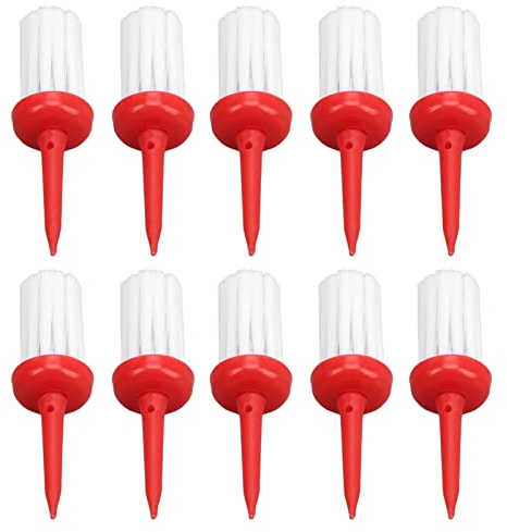 Dilwe Golf-Tees, Bürstentyp, 10 Stück, Geringer Widerstand, Bürsten-Tees, Mehr Entfernung, Bürsten-Golf-Tees für das Golffahrertraining (Roter Griff und weißes Haar