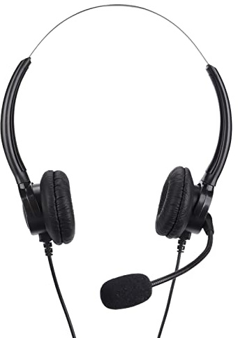 ASHATA RJ9-Telefon-Headset, Schnurgebundener, Binauraler Telefonkopfhörer mit Rauschunterdrückungsmikrofon für Den Callcenter-Kundendienst, Schnurgebundener, Binauraler Kopfhörer mit