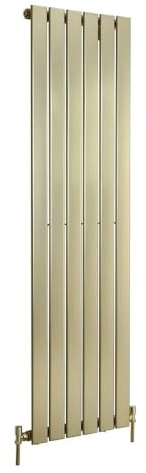 Milano Alpha Brushed Brass Vertical Single Flat Panel Radiator - 1600mm x 450mm