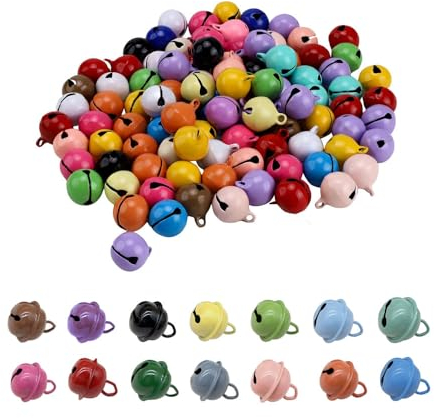 Niaciswe Cloche de Noël Multicolore 100 Pièces Petites Clochettes Grelots Coloré Clochette Grelots en Métal Clochette Grelots Cloche Grelots Clochette Couleur Petite Cloches en Métal pour Porte-clés