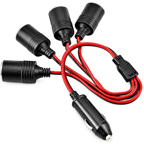 OcioDual Adattatore per accendisigari per auto, cavo di prolunga per presa per auto, connettore duplicatore di da 1 a 4 consigli, cavo di prolunga per connettore accendisigari per auto di 40cm