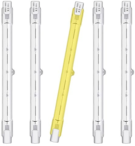 Queeplo 5 lampadine alogene R7S 230W 230V dimmerabili bianco caldo, 118mm R7S asta alogena