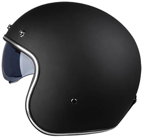 QJWMatic Motorrad-Jet-Helm Für Herren Und Damen, Roller, Offener Helm, Erwachsene, Vintage-Doppelvisier, Vintage-Jet-Helm, Halber Motorradhelm ECE-Geprüft C,S55-56CM