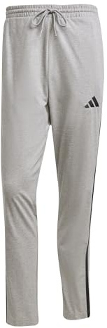 adidas Herren Essential Three Stripes Single Jersey Pants, medium Grey Heather/Black, XL