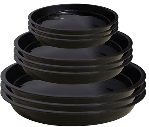 Eteamcan Plant Pot Saucers Tray, 9 Pcs Plant Saucers Trays for Pots Round Flower Pot Drip Tray Saucer Circular for Indoor Outdoor Potted Plants 21cm/18cm/14cm
