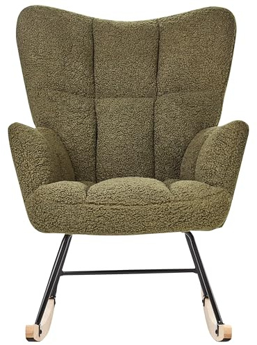 Beliani Schaukelsessel aus Bouclé Stoff grün gepolstert Schaukelstuhl modern Oulu