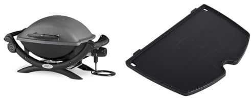 Weber Q1400 Barbecue Elettrico, 43 x 32cm, Dark Grey (52020053) & 6558 Griddle for Q1000 Series Grill