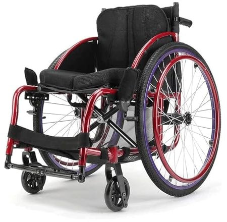 CVNIMV Transportrollstuhl, manueller selbstangetriebener Rollstuhl, Leichter, Faltbarer Aluminiumrollstuhl, ergonomisch gestalteter Rollstuhl (Schwarze Sitzbreite 40 cm)