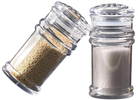 SET of 2 ACRYLIC SALT & PEPPER SHAKER DISPENSER SPICE POTS CRUET CLEAR KITCHEN RESTAURANT CAFE