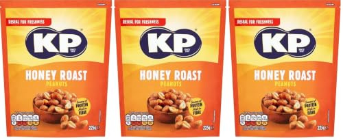 KP Nuts Share Bag of Honey Roast Flavoured Peanuts, 225g (Pack of 3)