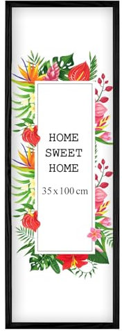 MG Design Schwarz Bilderrahmen 35 x 100 cm – Aus echtem Holz mit Acrylglas, zum Aufhängen & Aufstellen, für Fotos, Poster & Puzzle