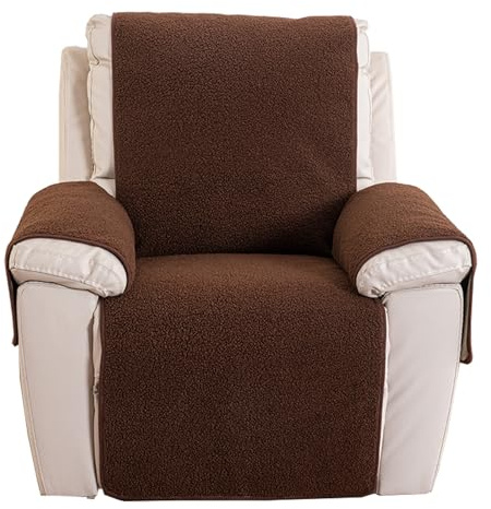 Generisch Sesselbezug, rutschfest Sesselschoner Für Relaxsessel Fernsehsessel, Waschbar Fernsehsessel Bezug Mit Armlehne(Brown,56 x 207cm)
