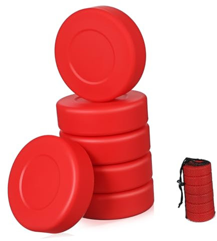 KOMBIUDA 6stücke Street Hockey Pucks Aus PVC Mit Netztasche Outdoor Hockeybälle Für Training Und Spiele Mittlere Mattsurfaced Für Erhöhte Herausforderung Und Genauigkeit
