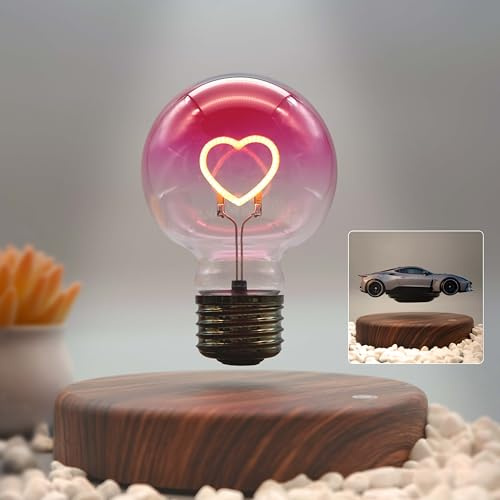 Funtastech Levitating Lamp Magnetic Levitation Ambient Lighting Led Night Light Bulb with Floating Display Stand Tray for Plants, Toys, Ornaments, Home Office Table & Room Desk Decor, Cool Tech Gifts