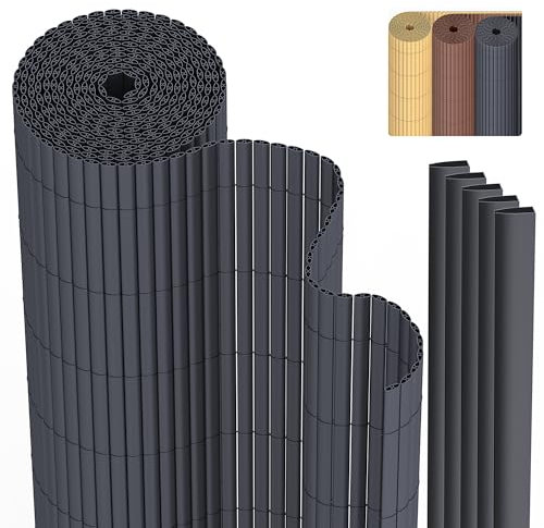 PVC Sichtschutzmatte Sichtschutzzaun 80 x 400 cm Privatsphäre Wetterfest für Garten, Balkon und Terrasse, Sichtschutz mit Strukturierte Oberfläche, Balkonumrandung mit Kabelbindern & Abdeckung
