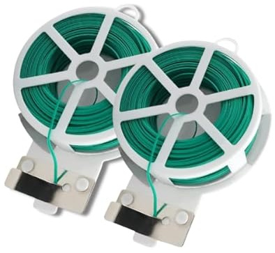 Garden Mile 2 Pack 50m Garden Wire with Cutter Dispenser – Green Plant Twist Ties for Climbing Plants, Tomatoes, Vines & Flowers – Reusable Soft Plant Support Wire for Garden