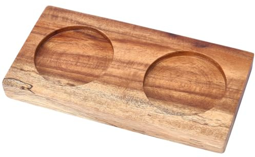 GORGECRAFT BurlyWood Wooden Double Pepper Mills Holder Wood Salt and Pepper Mill Tray Shakers Salt Grinder Rest 57mm Inner Dia Tray for 2 Shakers Accessories Kitchen Storage Holder Home Crafts