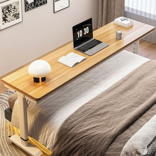 Höhenverstellbarer Betttisch für Laptop, Heimtisch über dem Bett mit Rollen, Arbeitstisch, mobiler Krankenhaus-Rollbetttisch, Schlafzimmer über Betttisch