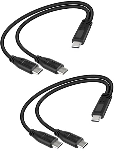 YANBORONSN 2 en 1 multi usb c splitter câble de charge court, usb c mâle vers 2 type c mâle connecteur y cordon d'alimentation pas de transfert de données (pack de 2)