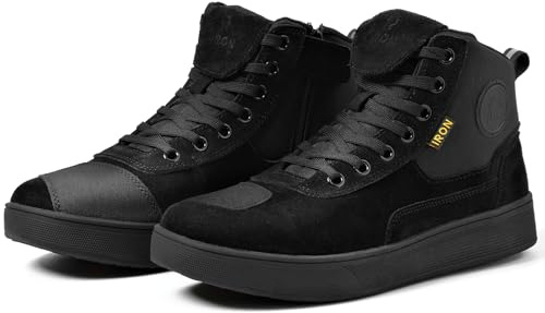 RIDEIRON Scarpe Moto Uomo Donna Conforme CE Stivali Moto | Suola spessa antiscivolo impermeabile, traspirante con cerniere laterali e supporto per la caviglia