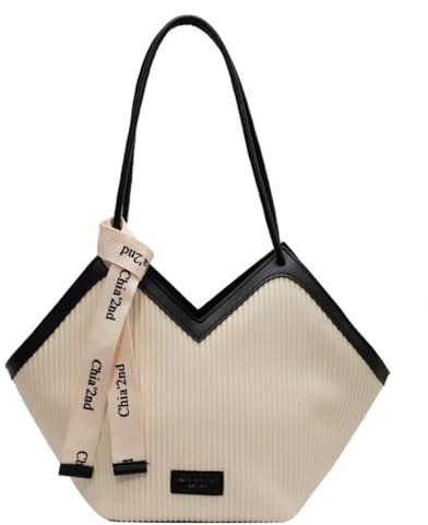 JIABAOZ Tote Bag Kunstleder Handtasche Damen Groß Shopper Tasche Elegante Schultertasche Gross Umhängetasche Henkeltaschen Shopper Bag Handbags (cremeweiß)