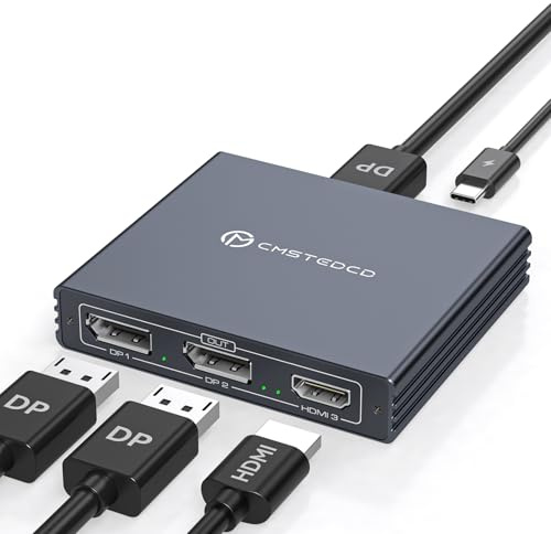 VEDINDUST DisplayPort Splitter 1 in 3 Out DP to HDMI & Dual DP Adapter 4K@120Hz 4K@60Hz supports MST and SST modes MST Extended Display for Windows only