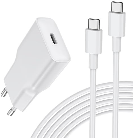 DEESOOCO Chargeur USB C, 20W Mini Prise USB Rapide pour iPhone 16/15/14/13/12/11 Pro Max/X/XS, Samsung Galaxy, Adaptateur Secteur Type C Ultra Fin（Comprend Un câble USB-C de 2 m）