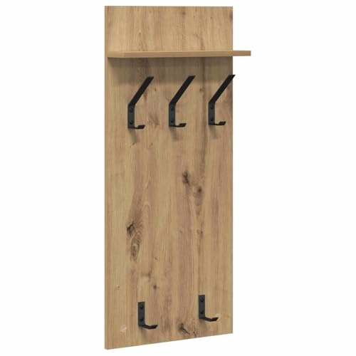 vidaXL Wandgarderobe aus Holzoptik in Artisan-Eiche, 90 x 40 x 10 cm, modern in Braun, mit Haken und Regalen für deinen Flur oder Eingangsbereich.