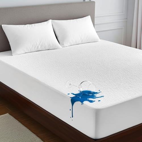 Heaven High Terry Towel Waterproof Mattress Protector – Super Absorbent & Aloe Vera Treated for Extra Comfort – Double Mattress Protector (138x190+30 cm)